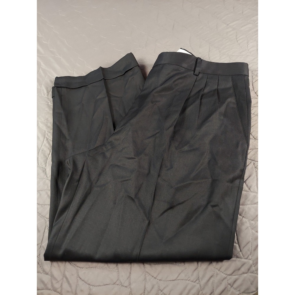Zanella Dress Pants Mens 35 Black Wool Pleated Suit Pants Formal Made In Italy
